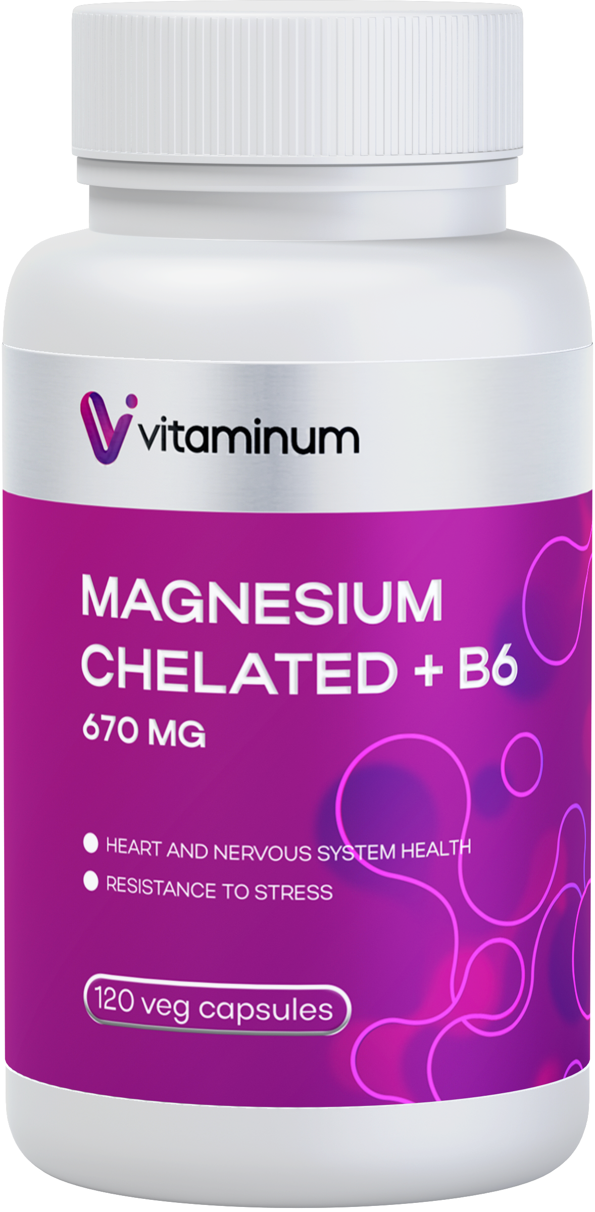  Vitaminum МАГНИЙ ХЕЛАТ + витамин В6 (670 MG) 120 капсул 800 мг  в Вологде
